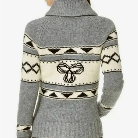 TNA Sweaters - Aritzia TNA Lambswool Full Zip Cardigan  Chunky Knit Black and White S